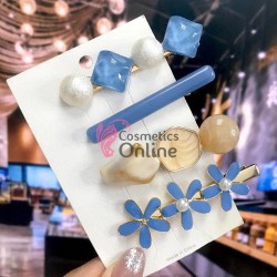 Clema pentru par metalica AGF012BB - Auriu cu Perle si Strasuri, Set 4 bucati